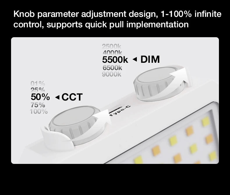 40W LED Camera Light CRI/TLCI 96+ 2700-6200K Bi-Color 6400mAh Photo Studio Video Lamp Handle Portable onCamera Photography Light