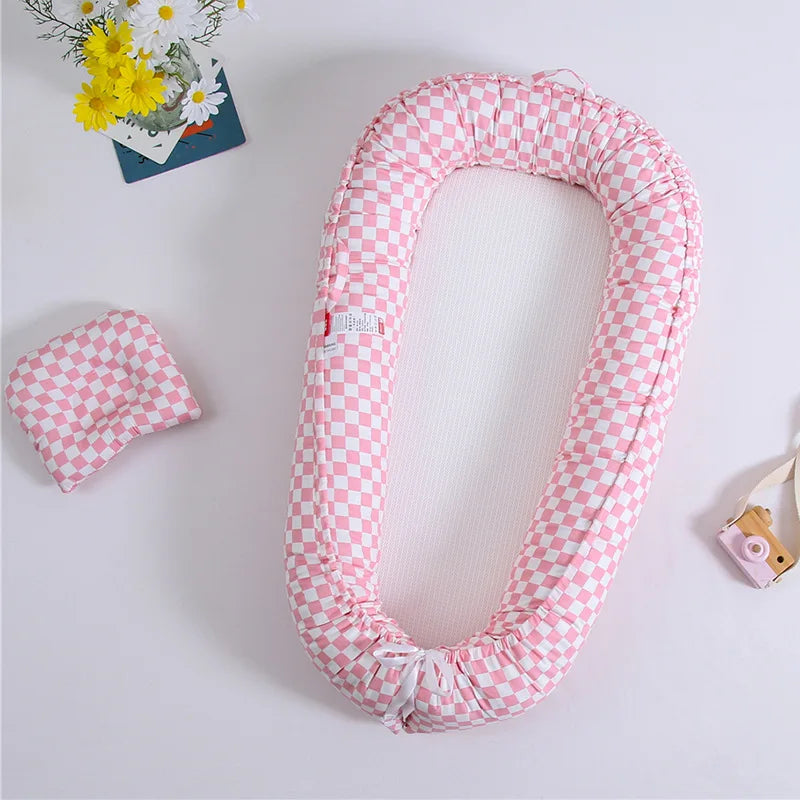 Soft Baby Sleeping Nest Bed Infant Cot Lounger Portable Co-sleeping Cribs for Newborn Bassinet Cotton Portable Crib Travel Bed