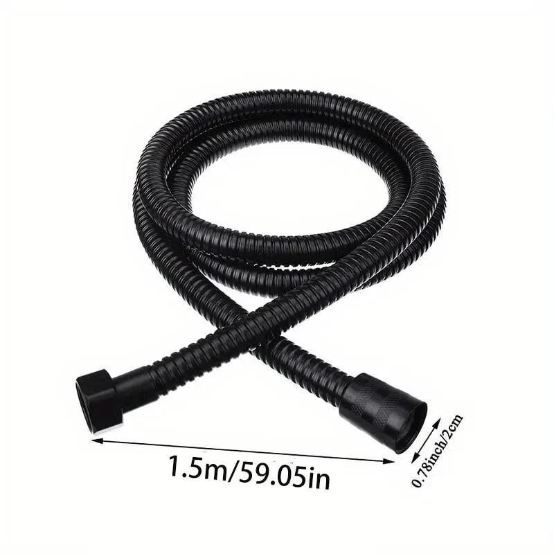 1pc Black Stainless Steel Shower Hose, Universal G 1/2" Connection, Explosion-proof Rain Shower Pipe, Bathroom Accessory