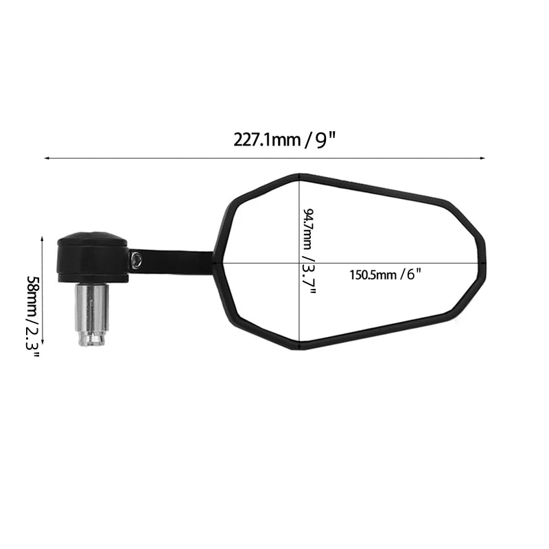 7/8"Motorcycle Handle Bar End Mirrors Black Side Mirror For Yamaha MT/FZ/TMA Kawasaki Z650-up Honda CB-R Rearview Mirror