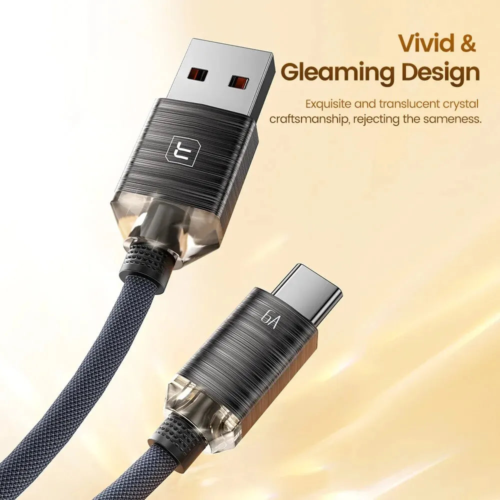 Toocki 6A USB Type C Cable for Huawei Xiaomi Samsung Oneplus POCO SuperCharge 66W/100W Fast Charging Type C Cable Data Wire