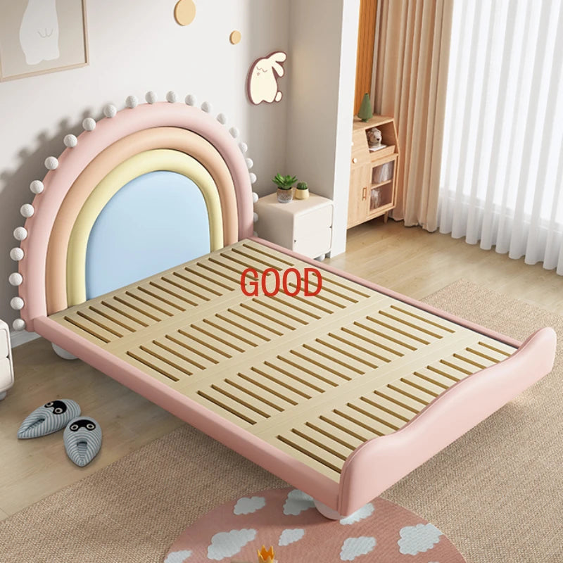 Cute Princess Children Beds Mattress Modern Pink Comferter Bed Luxury Wood Cama Infantil Bedroom Set Furniture