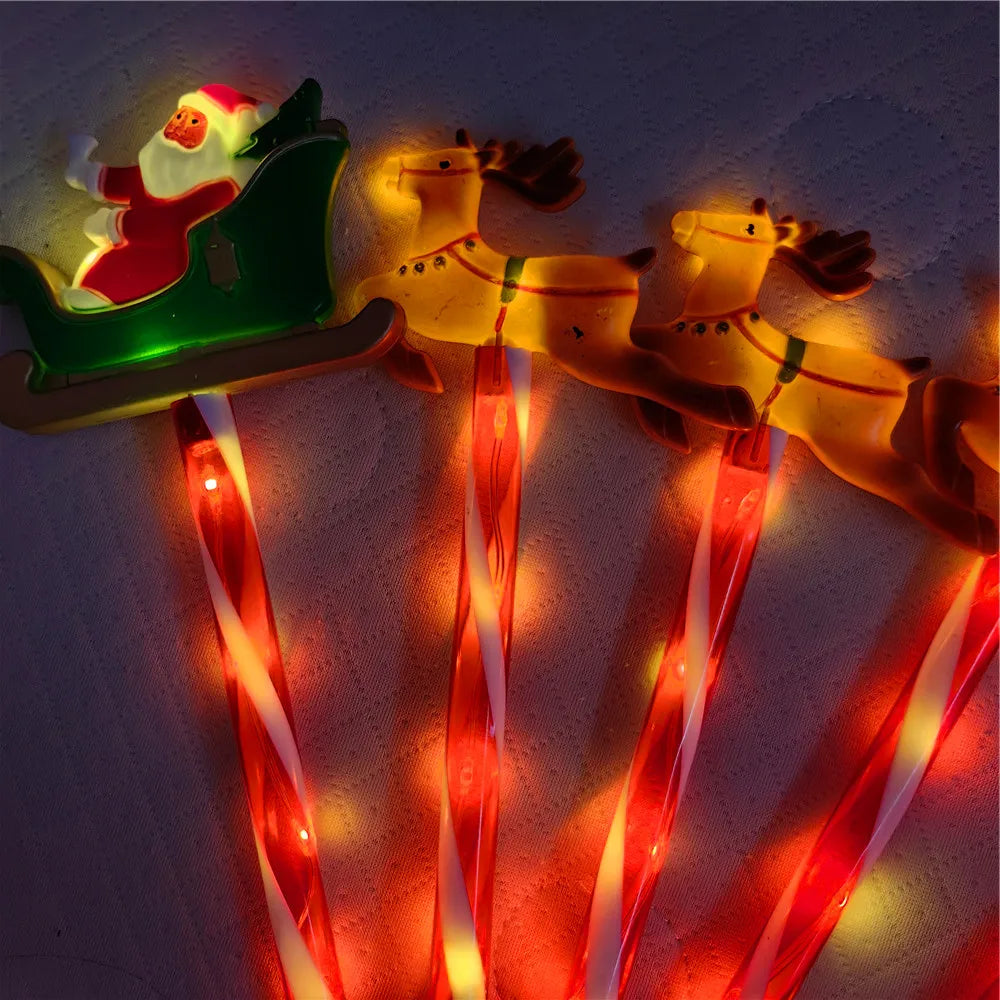 5pcs Solar LED Christmas Lights Set Santa Reindeer Design for Outdoor Patio Garden Lawn Decor Holiday Lights Waterproof 136