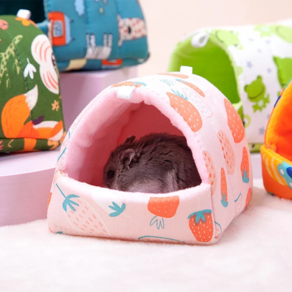 Cute Small Animal Sleeping Bed Rabbit Squirrel Guinea Pig Nest Hamster House Winter Colorful Mini Cage Comfortable Soft Warm Mat