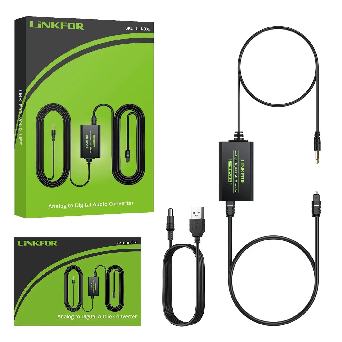 LiNKFOR 3.5mm to SPDIF Converter AUX to Digital Coaxial Toslink Optical Audio Adapter with Optical Cable for PS3 Blu-ray Player