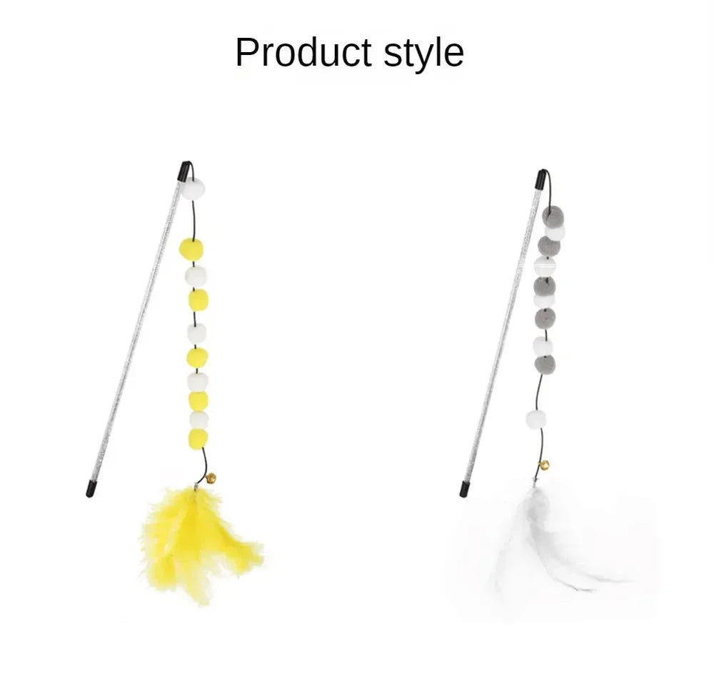 Kitten Cat Teaser Interactive Toy Rod With Bell And Feather Toys For Cats Teaser Interactive Toy Rod Pet Cats Toys Stick