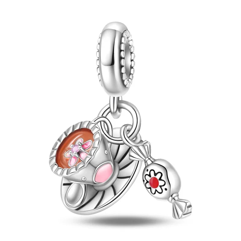 925 Sterling Silver Princess Powder Series Exquisite Daily Bow Sweet Charms Beads Fit Pan Original Bracelets DIY Jewelry