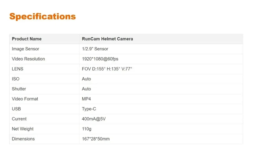 RunCam Helmet Camera Face Mask Recorder Airsoft Recording Long Battery Life 1920*1080 60fps Built-in Wifi