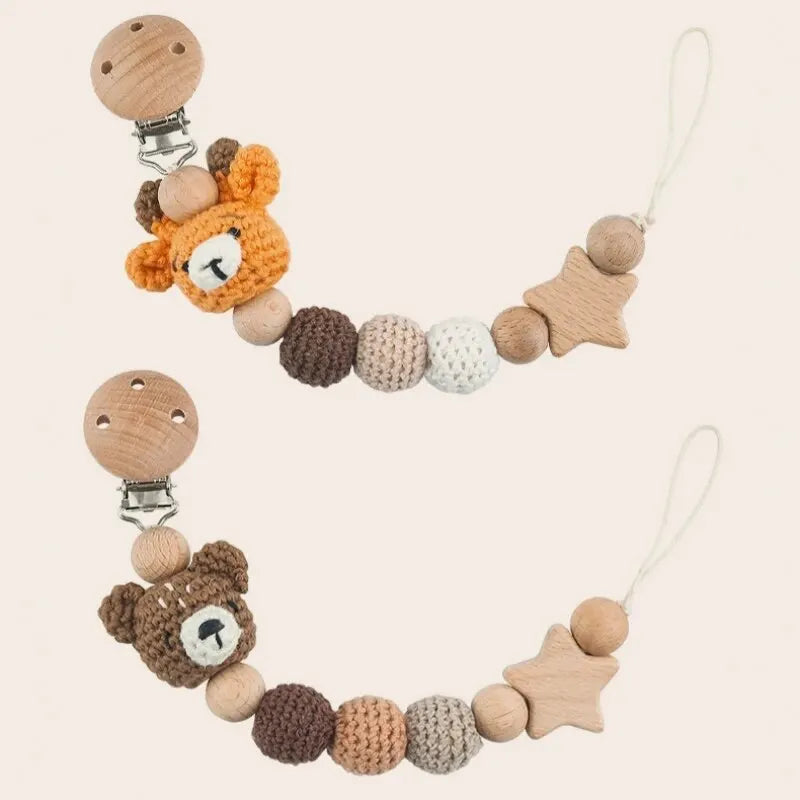 Baby Pacifier Clip Crochet Children's Pacifier Chain Baby Teething Glue Diy Cartoon Animal Pacifier Chain Proof Stroller Pendant