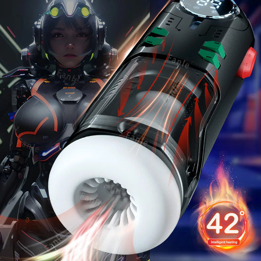 Male Masturbators Cup Telescopic Heated Electric Pocket Pussy Vagina Blowjob Sucking Thrusting Masturbation Sex Toy for Men