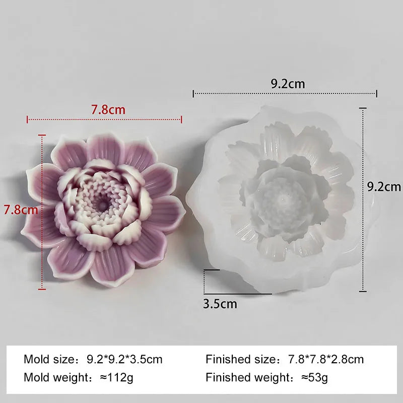 1pcs Lotus Flower Candle Silicone Molds 3D Blooming Flowers Soap Plaster Resin Mold DIY Making Chocolate Fudge Tools Home Crafts