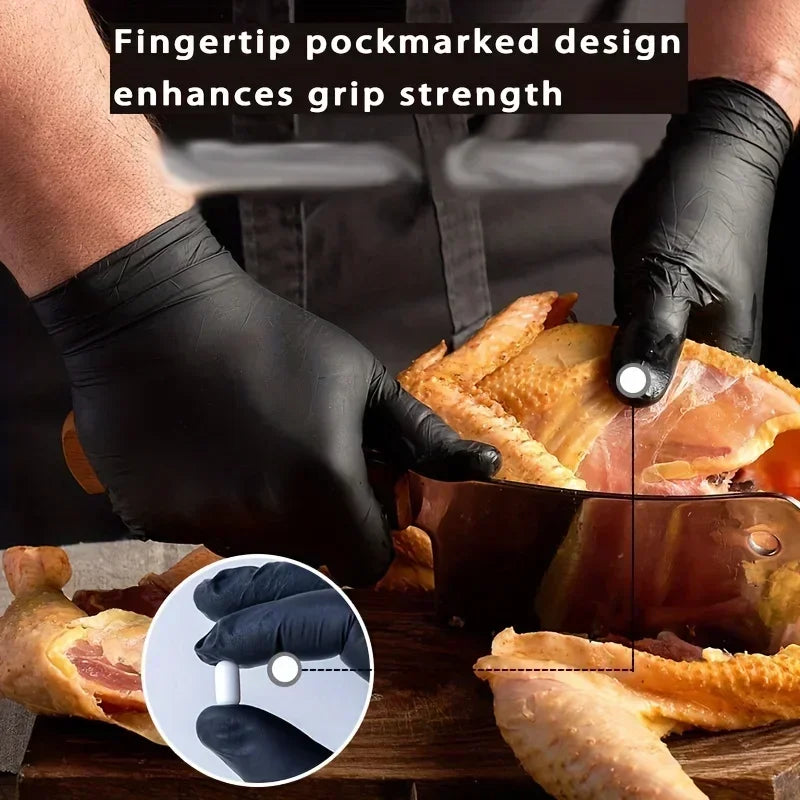 20/100P Housework Strong Black Disposable Nitrile Gloves PVC Latex Free AntiStatic Garden Pet Care Tattoo Work Oil-proof Gloves