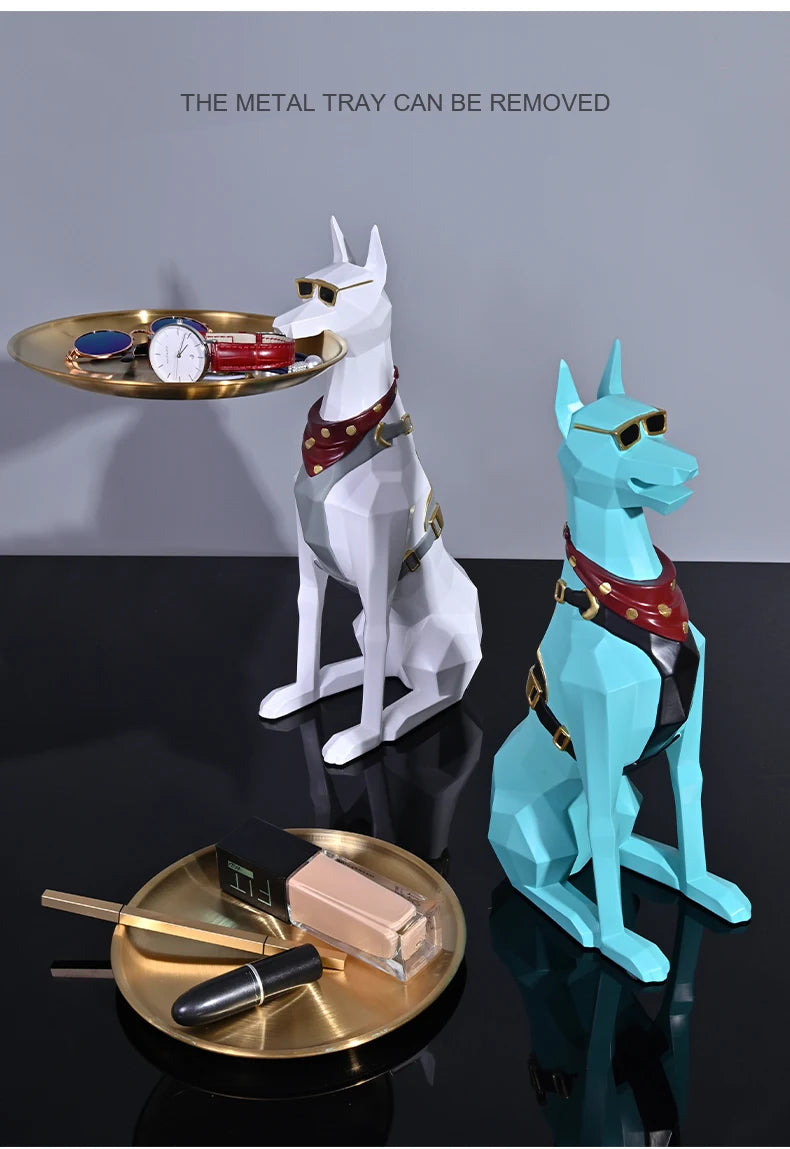 Design Tray dog Statue Butler Tray for Key Box Home Ornaments Animal Figurines Office Decoration Resin dog Sculpture decor Rooms
