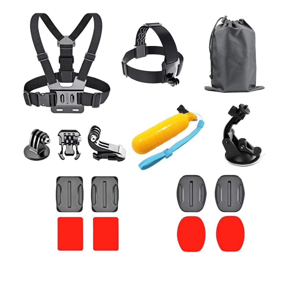 Action Camera Accessories Set For Gopro Hero13 12 11 10For Xiaomi Yi Insta360 X4 X3 Case Kit Strap Mount Selfie Stick Motorcycle
