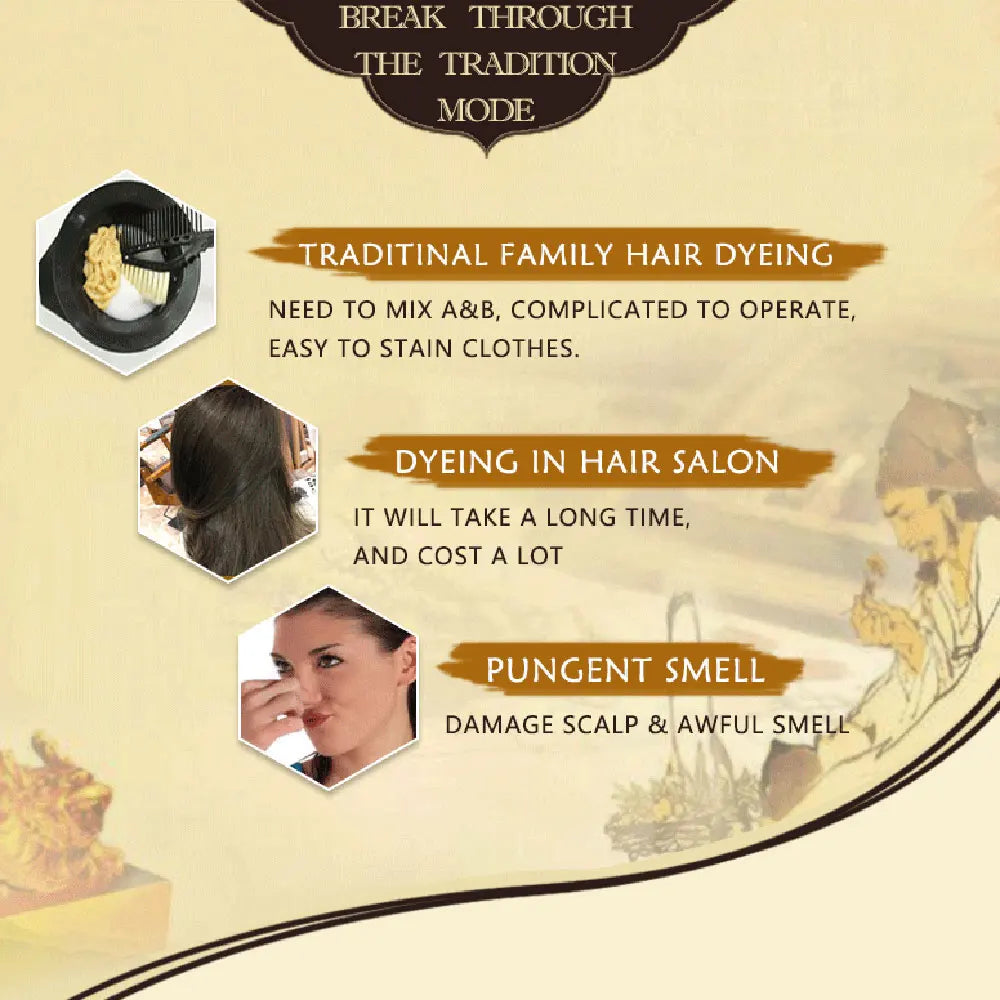 500ml 3 In 1 Hair Color Shampoo Black Hair Dye Covering White Hair Shampoo Black Plant Hair Dye Fast Hair Dye Cream Styling DIY