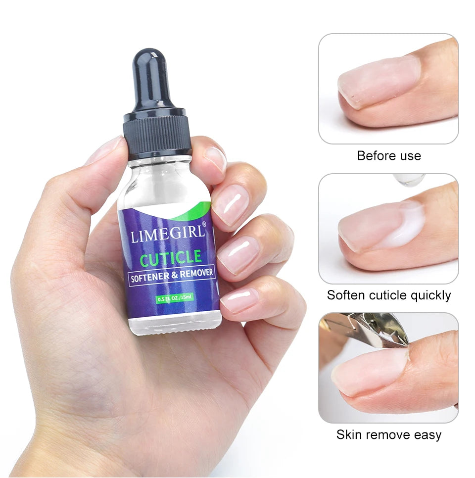 LIMEGIRL 15ml Nail Care Cuticle Regenerating Oil Preventative Nail Polish Softener for Dead Skin Gel Manicure Care Tool