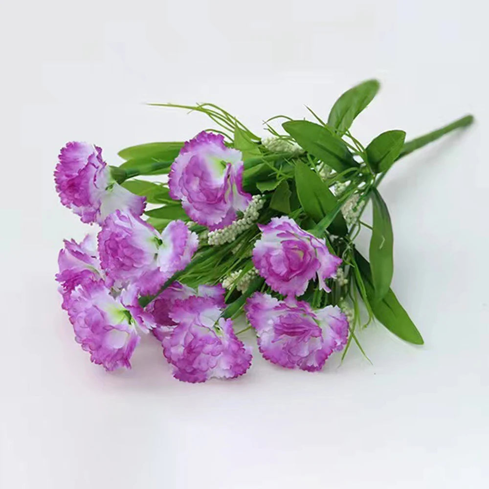 1 Bouquet Carnation Silk Artificial Flowers Fake Plants Party Garden  Wedding Decor Mother's Day Gift Home Room Decoration