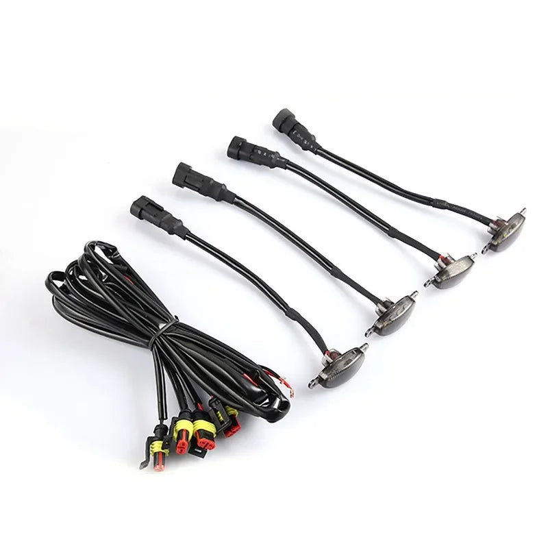 4in1 Universal Car LED Grille Light Smoked Shell Amber Grill Light Wire Harness Daytime Running Fog Lamp for Ford Toyota SUV