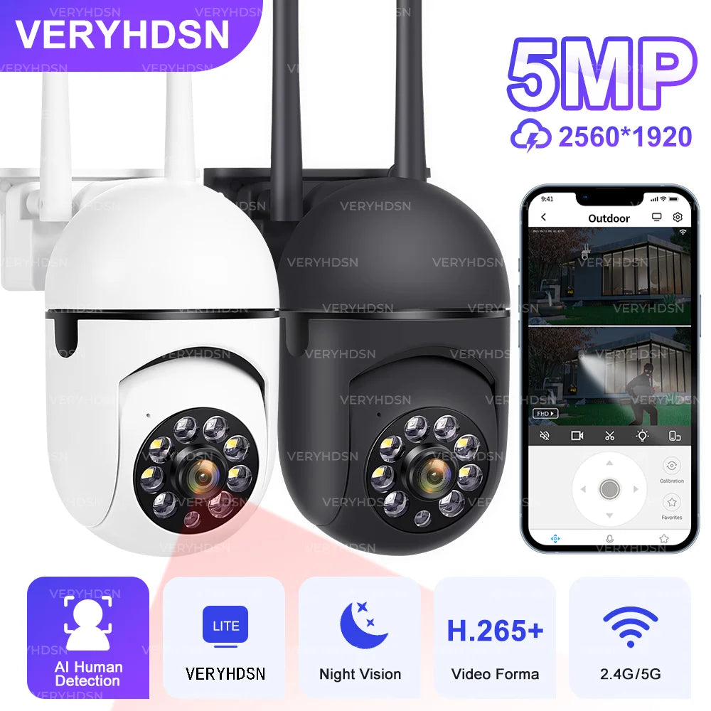 2.4G/5G IP WIFI Camera PTZ CCTV Outdoor Surveillance Camera Smart Human Detection Automatic Tracking Night Vision Two Way Audio