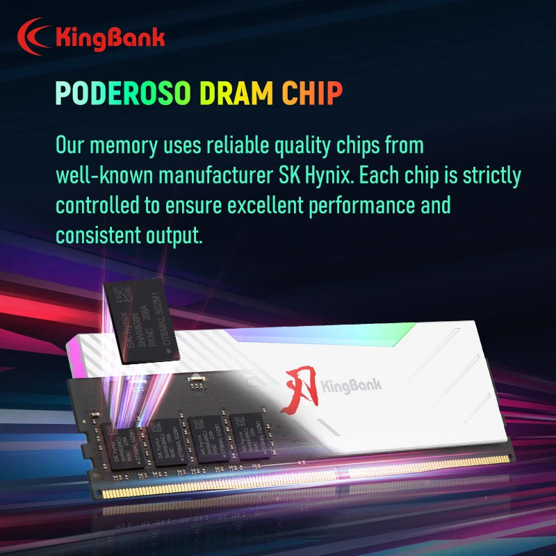 Kingbank RGB Memory Module DDR4 3600mhz 8GBx2 16GBx2 Desktop Intel Computer Memory Memoria RGB Light Strip Granules Hynix