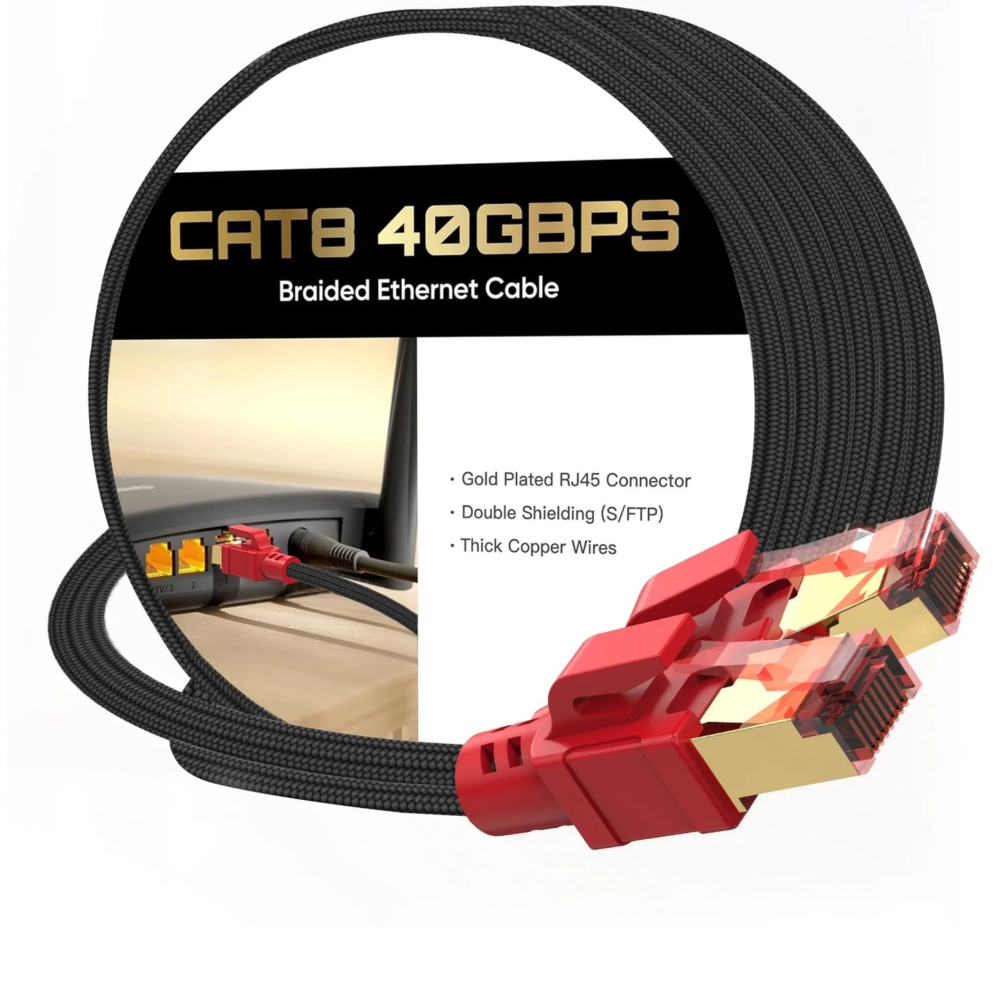 CYANMI CAT 8 Cat 7 Ethernet Cable 40Gbps High Speed RJ45 CAT8 Cat7 Cable for Router Modem Internet Network Lan for Laptops PS4