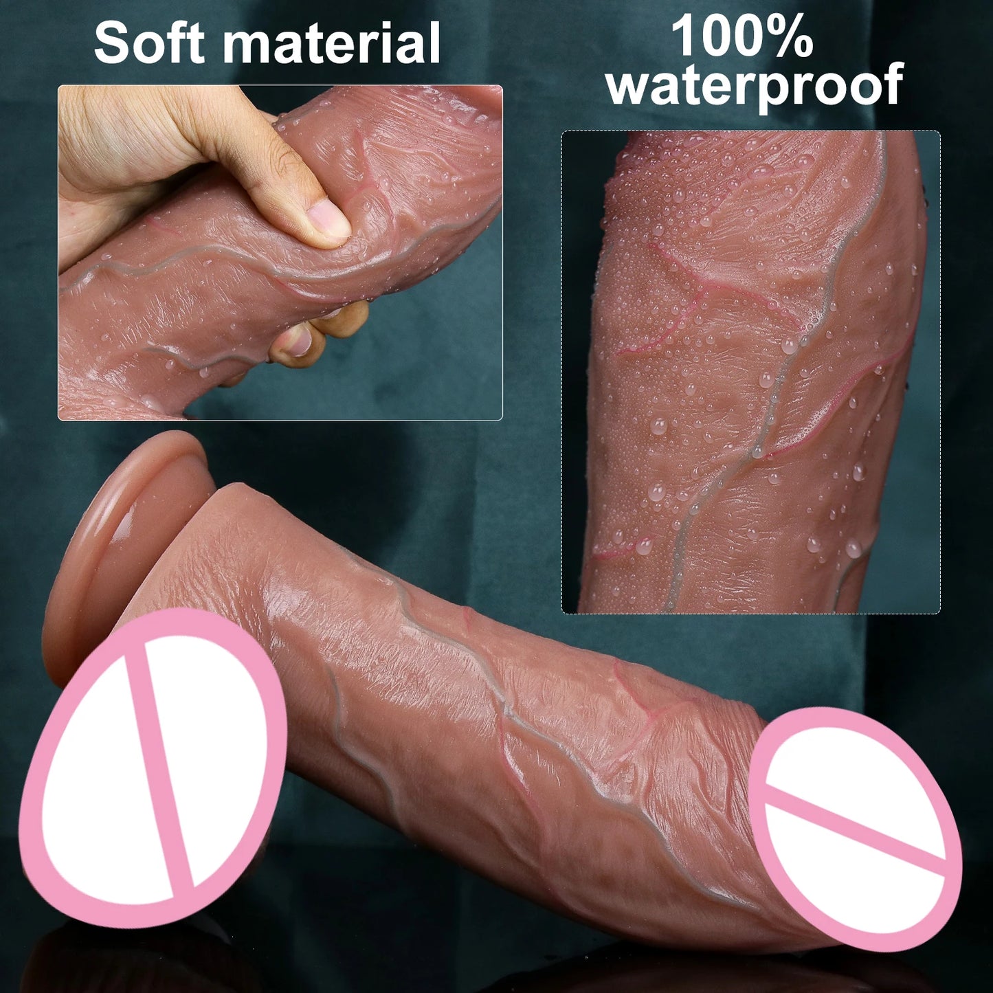 Realistic Veins Soft Thick Big Dildo Double Silicone Small Flesh Penis Woman Man Anal Sex Toy Suction Cup Dick Masturbators Cock
