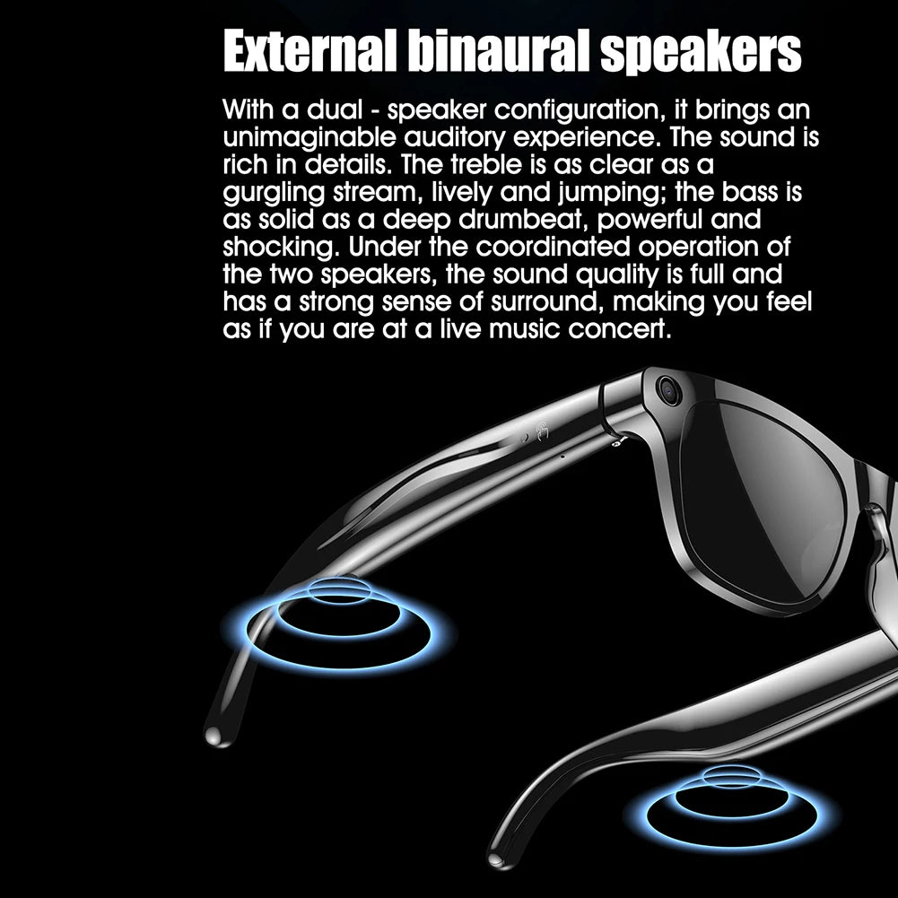 1080P HD AI Smart Glasses Chat GPT 100MP Camera Sunglasses Bluetooth Call 260Mah Battery Voice Assistant Control Smart Glasses