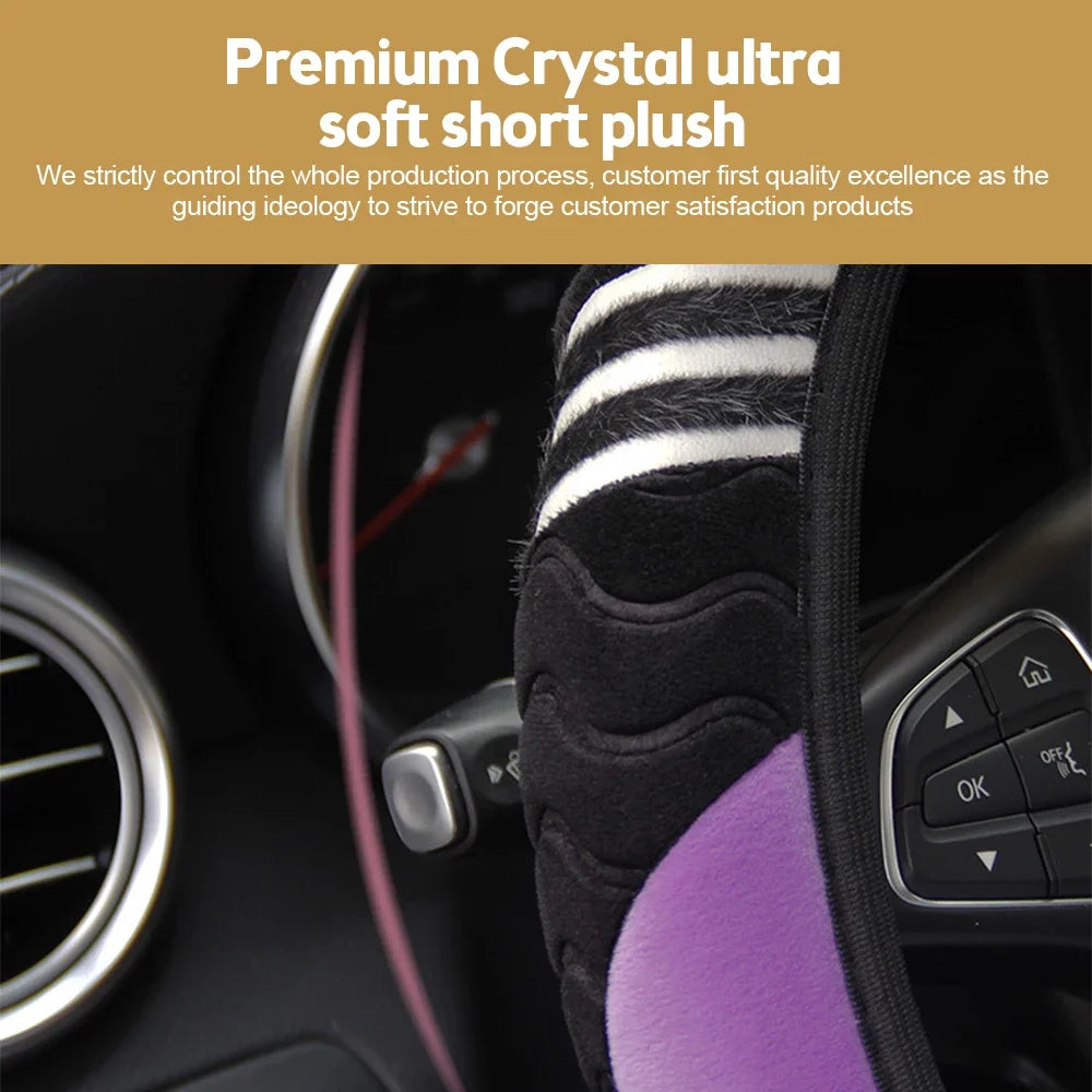 Universal Car Steering Wheel Cover Little Monster Styling Decor Steering Wheel Elastic Covers for Men Women Winter Plush Warm