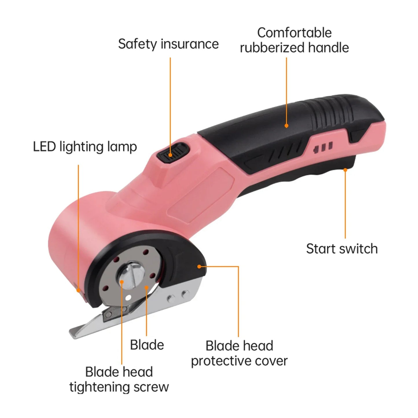 Cordless Electric Scissors 3.6V Rechargeable Cardboard Box Cutter Fabric Scissor with Spare Blade Safety Lock & LED Light