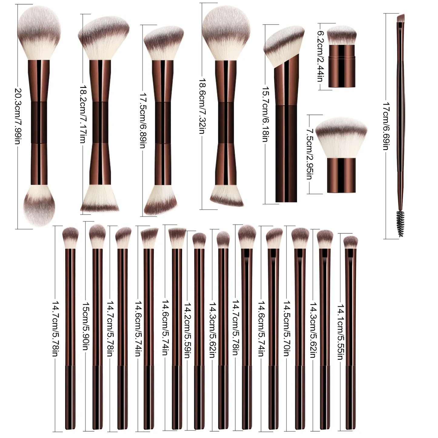 20pcs Makeup Brush Set Including Powder Brush Blush Brush Highlighter Brush Eyeshadow Brush Lash Brush Eyeliner Brush