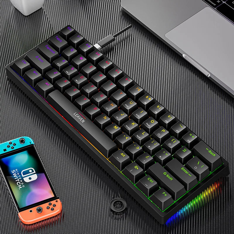 K620 Mini Backlit RGB Gaming Mechanical Keyboard Gamer Mechanic Kit 60 Percent DIY Custom PBT Keycap Hotswap Pink White USB PC