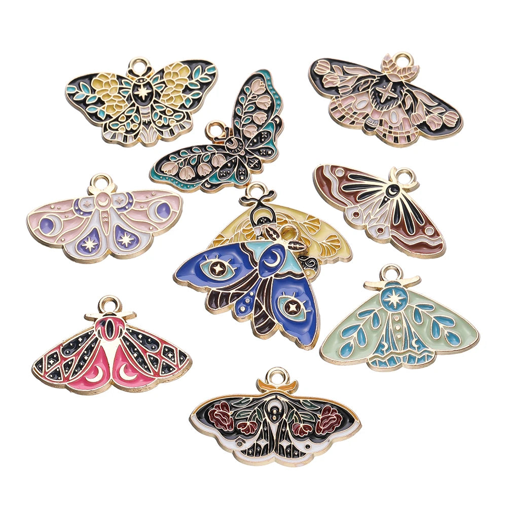 10Pcs/lot 10 Styles Alloy Metal Drop Oil Butterfly Charms Animal Pendant For DIY Bracelet Necklace Jewelry Making Accessories