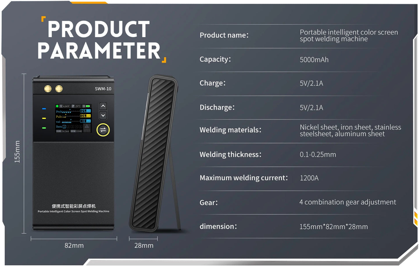 FNIRSI SWM-10 Portable Battery Spot Welder DIY Mini Welding Machine 18650 Battery Pack Welding Tool 5000mah Weldable 0.25mm