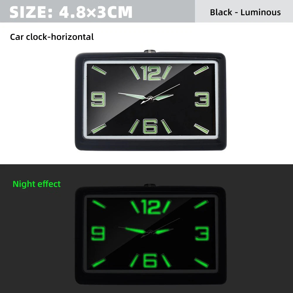 Auto Fashion Square Watch Car Clock Interior Decoration Self-adhesive Electronic Vent Clip Watch Automobile Quartz Clock