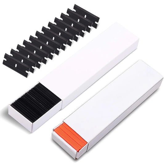 ALIWRAP 100pcs Spare Double Edged Plastic Razor Blades For Scraper Car Wrap Stickers Labels Glue Remover Window Glass Cleaning