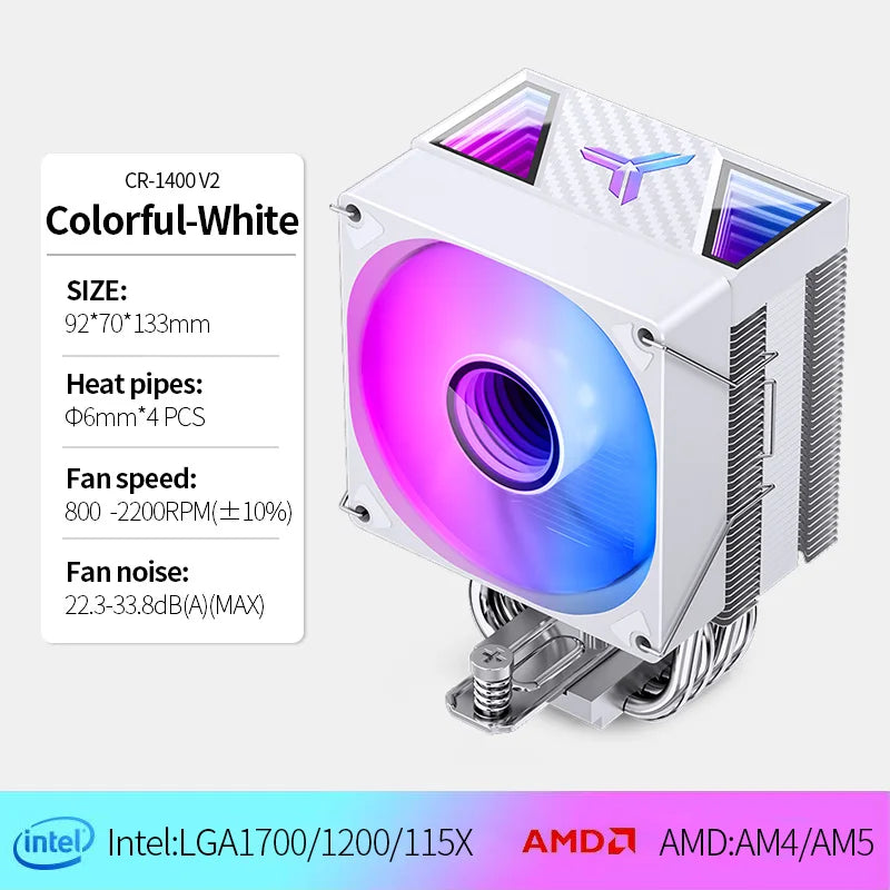 Jonsbo CR 1400 V2 CPU Cooler ARGB Quiet Fan 4 Heat Pipes Air Radiator for LGA1700 1200 115X AM4 AM5 PC Processor Heatsink Cooler