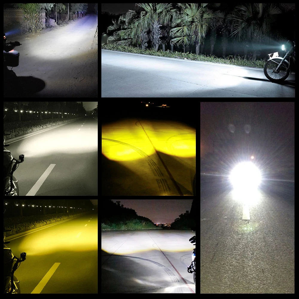 Motorcycle Mini Driving Light Dual Colo for Headlight Auxiliary Spotlight Lamp R ATV Scooter Moto Fog Light Accessories 12V