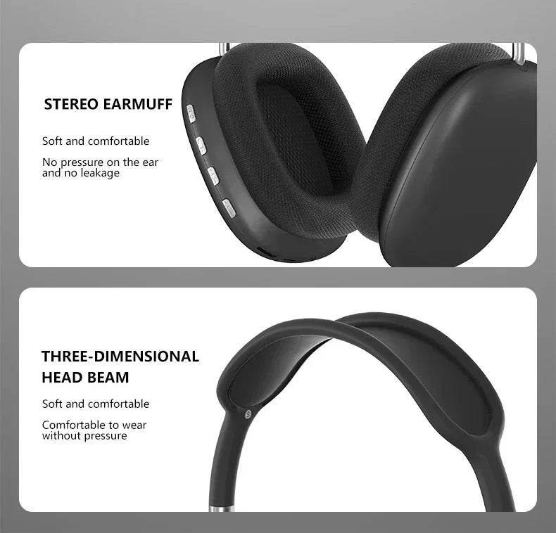 5Pcs P9 Pro Max Air Max 5.1 Wireless Bluetooth Headphones Noise Cancelling Mic Pods Over Ear Sport Gaming Headset for Any Phone