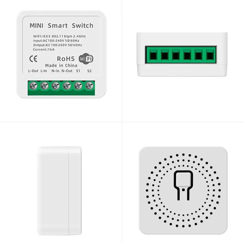 Tuya Mini 16A WiFi Switch Smart Life App 2 Way Control Smart Home Automation Module Interruptor Work for Alexa Google Home