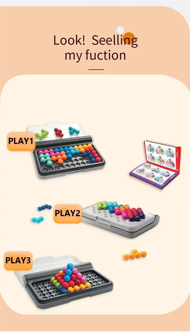 3D Bead Puzzle Training Logic Intelligence Board Game Classic Pyramid Pearls Kids Toys Gifts Concentration Challenge IQ Gifts