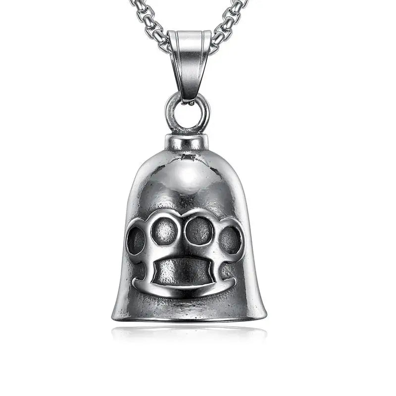 Biker Motorcycle Bell Necklace Charm Men\\\\'s Trend Jewelry Lucky Bell Pendant with Stainless Steel Chain
