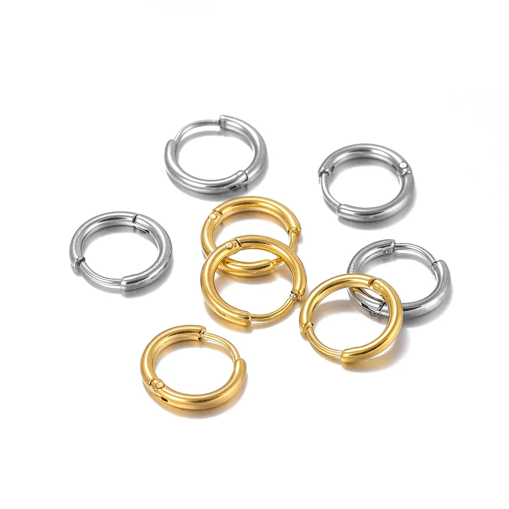 10Pcs/Lot Stainless Steel Circle Hoop Earring Gold Color Round Geometry Earrings Jewelry Findings for DIY Earring Jewelry Making