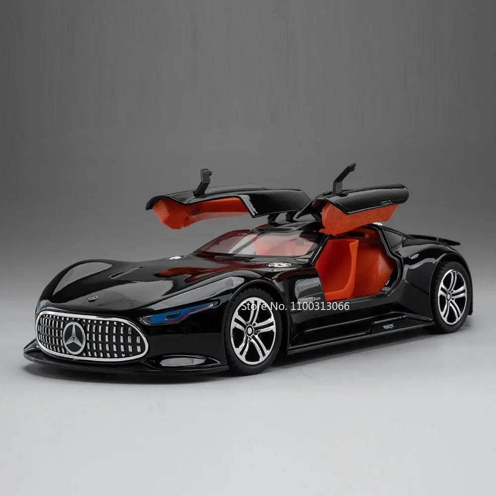 1:24 Alloy Diecasting Vision GT Toys Cars Miniature Models Wheel Pull Back Sports Car with Light Music Vehicles Model Ornament