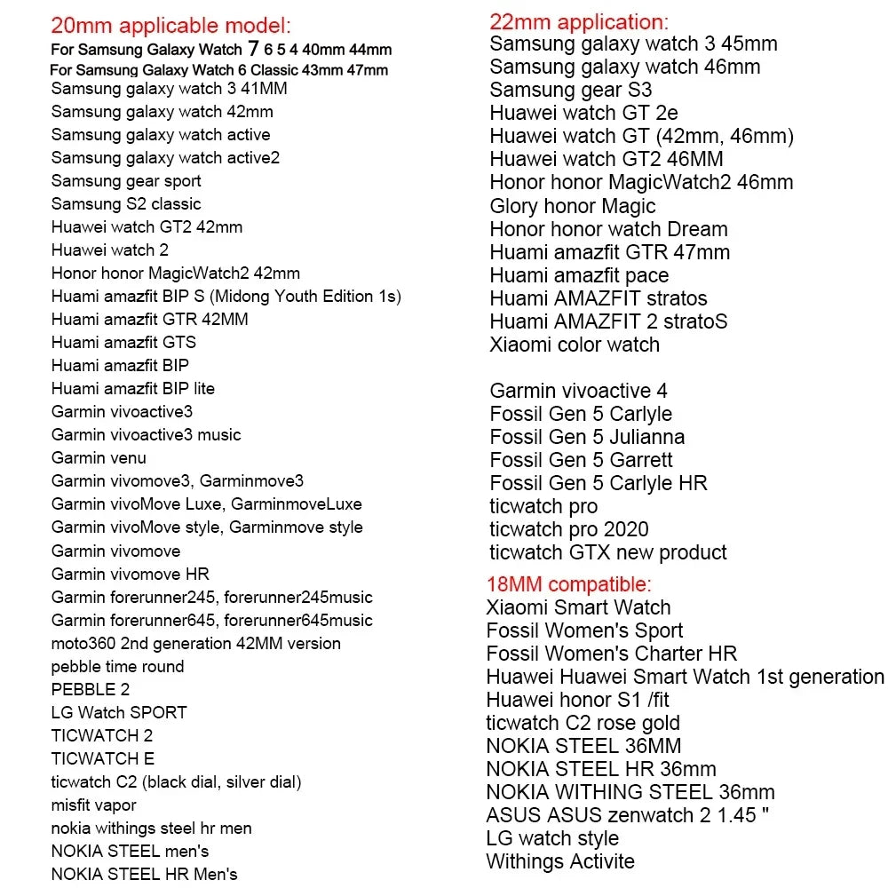 22mm 20mm Milanese Loop Strap For Samsung Galaxy Watch 7 6 5 4 44mm 40mm S3 Active 2 Amazfit Bracelet Huawei GT 3 4 46mm 2e Band