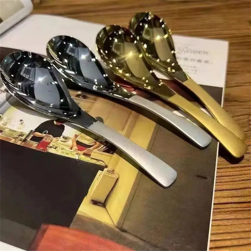 2/1PC Stainless Steel Korea Soup Spoons Home Kitchen Large Capacity Gold Silver Mirror Polished Flatware For Soup Rice Tableware