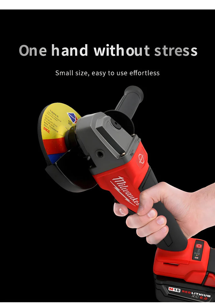 Milwaukee 125mm/100mm Brushless Angle Grinder 3 Gears Variable Speed Electric Cutting Machine 18V Cordless Polishing Machine