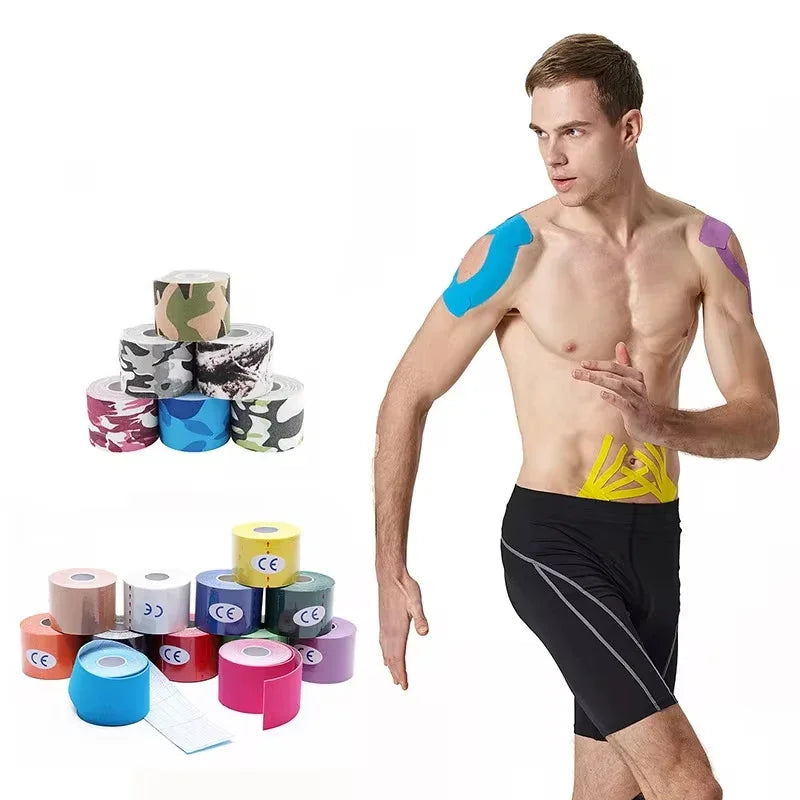 2.5cm*5m Sports Kinesiology Tape  Recovery Self Adherent Bandage Wraps Waterproof Cotton  Tapes for Muscle Pain Relief
