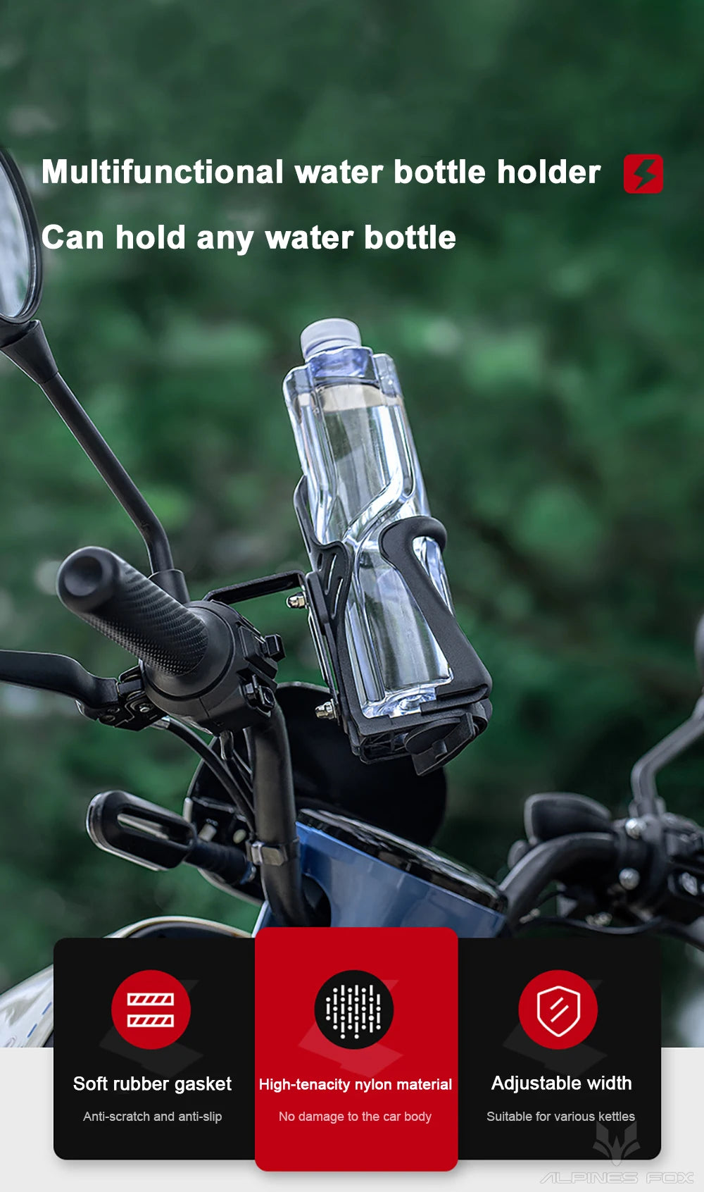Motorcycle Water Cup Holder Universal Drink Holder Motorcycle Handlebar Bottle Holder Nylon Adjustable Bottle Holder