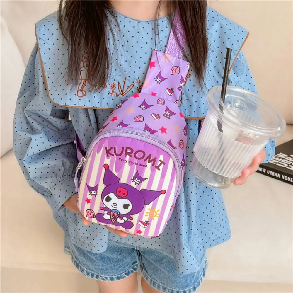 Hello Kitty Children Chest Bag Sanrio figure Kuromi Cute Coin Purse Shoulder Bag Boy Girl Cross Body Bag Fashion Messenger Bag