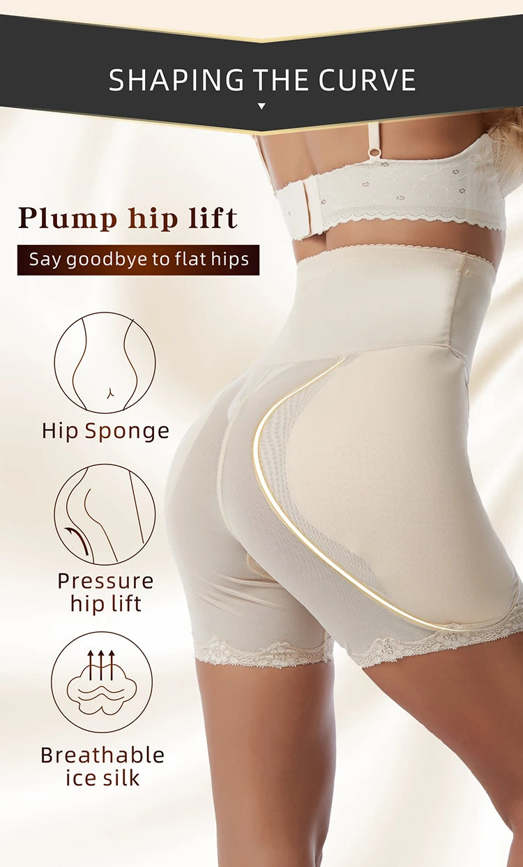 YBFDO Women Shapewear Padded Hip Butt Lifter Lace Panties High Waist Trainer Tummy Control Corset Body Shaper Hip Enhancer Thigh